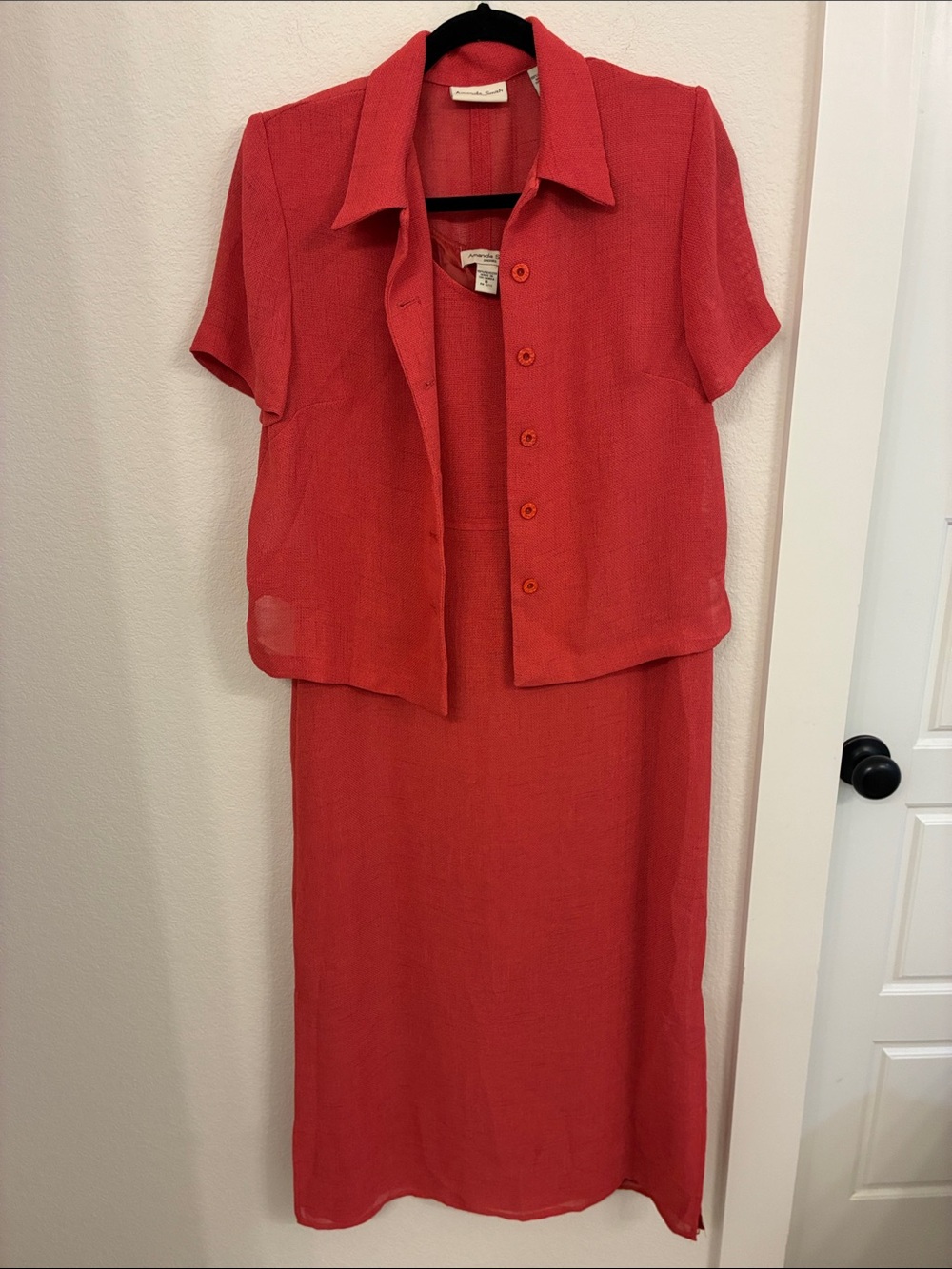Amanda Smith Coral Dress & Jacket Set – Size 8, Like New